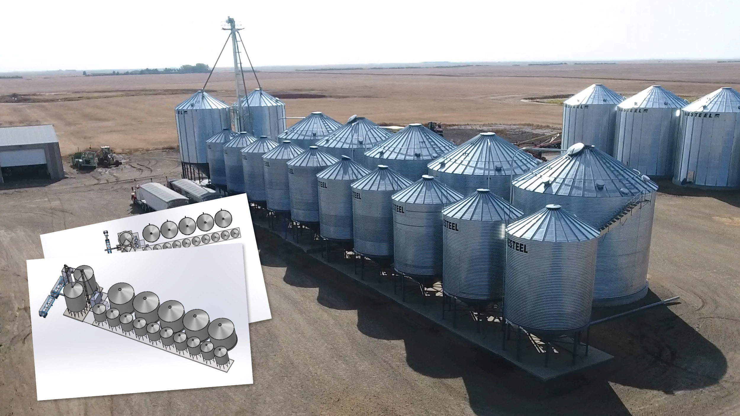 Final grain handling and bin site and original site drawings